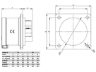 Plastic built-in plug CEE IP44