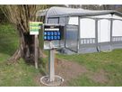 Stromverteiler aus Edelstahl zur Stromversorgung auf einem Campingplatz direkt am Stellplatz