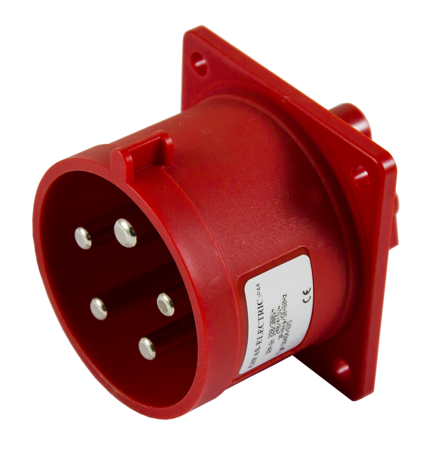Plastic built-in plug CEE 32A/400V, 3P+N+PE/6h, IP44