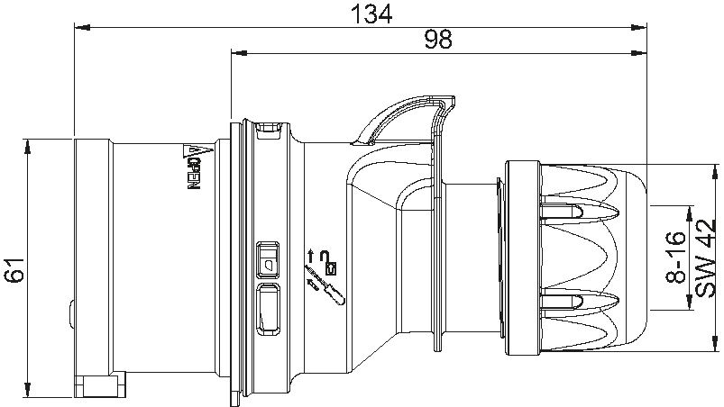 Plastic plug CEE IP44/IP54