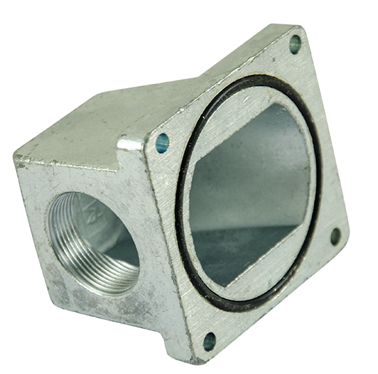 Flansque coudée métallique, zinc 63x65mm
