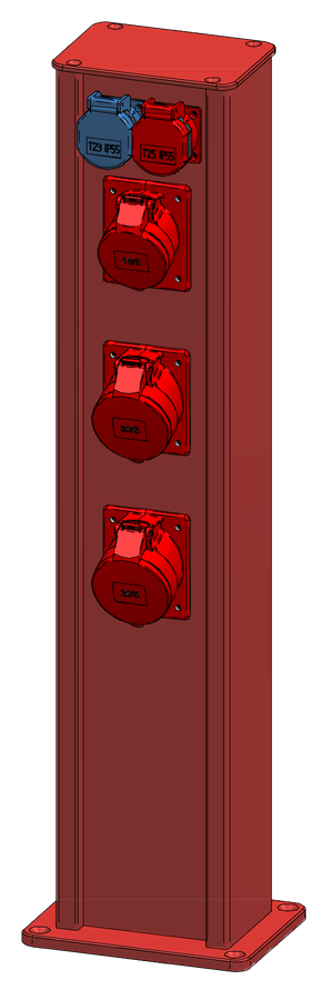 Power column ES 160, red painted RAL 3020