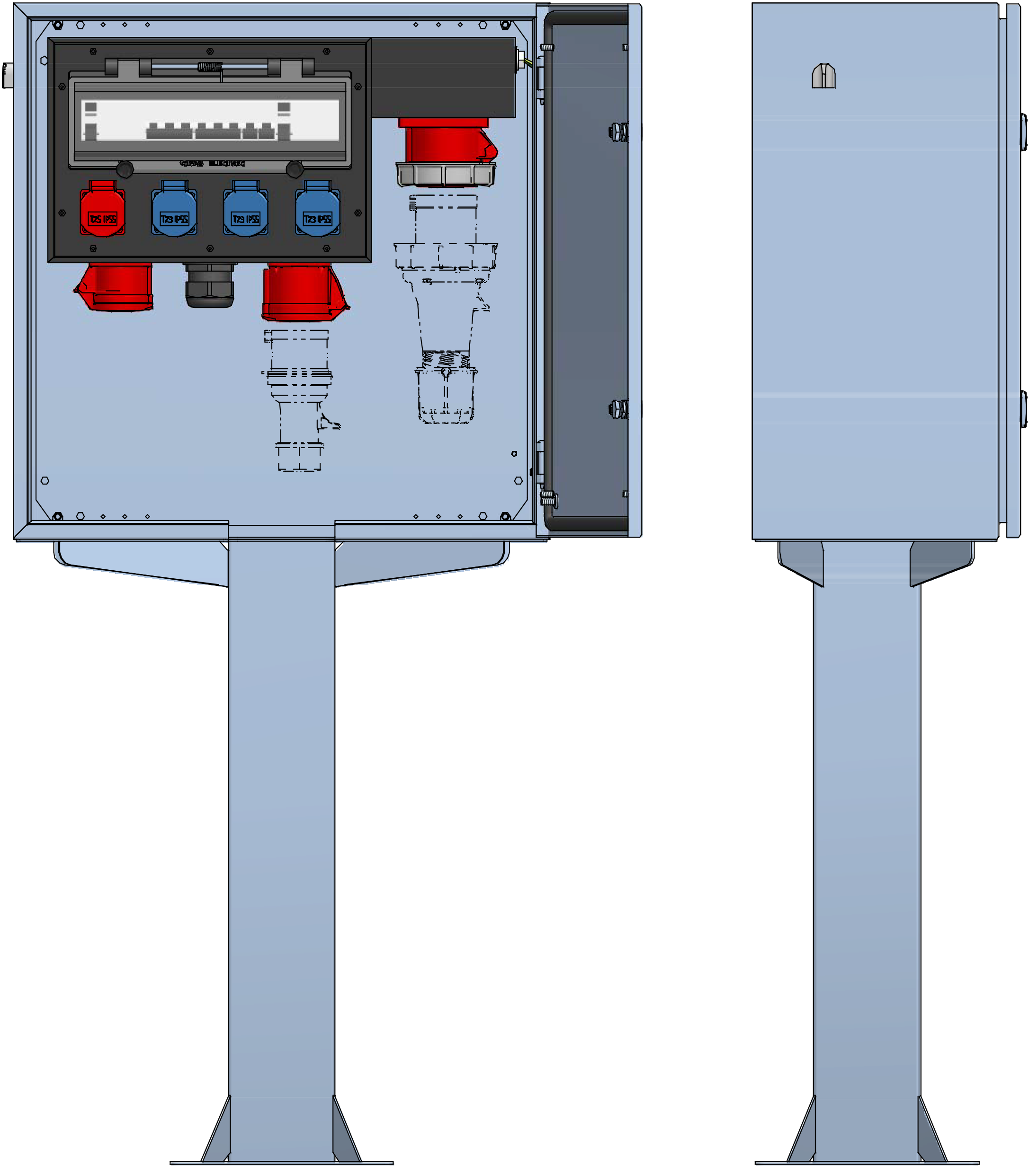 Distribuzione elettrica sopra muro piedistallo V2A,