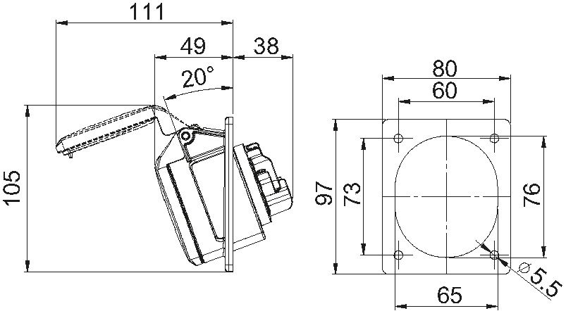 Presa da incasso in plastica CEE IP44/IP54