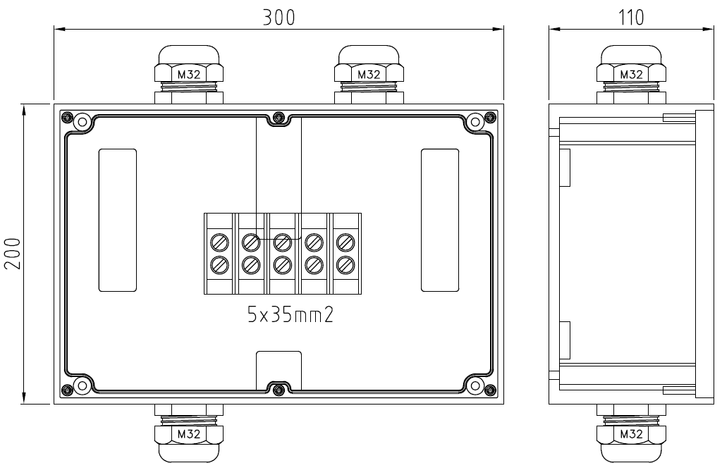 Hard rubber junction box type 3020,