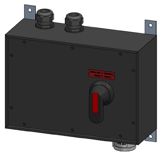 Emergency power mains switch in hard rubber