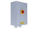 Main switch box with emergency shut-off function