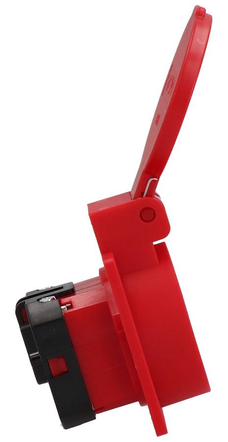 Built-in socket type 25 IP20 red with lid