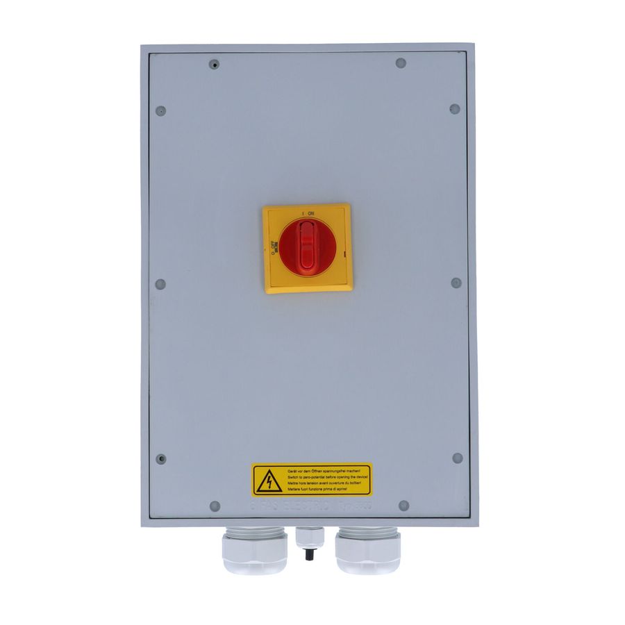 Main switch box with emergency shut-off function