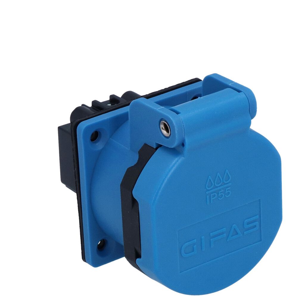 Prise à encastrer type 13 IP55 bleue