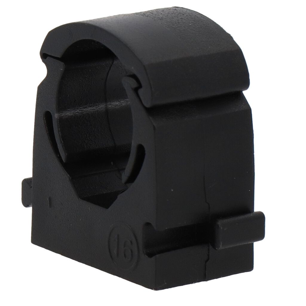 Pipe clamp PP black for outer-ø 15mm