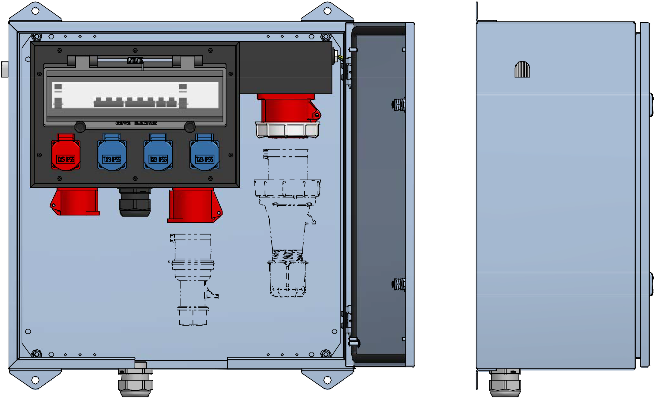 Distribuzione elettrica sopra muro V2A,