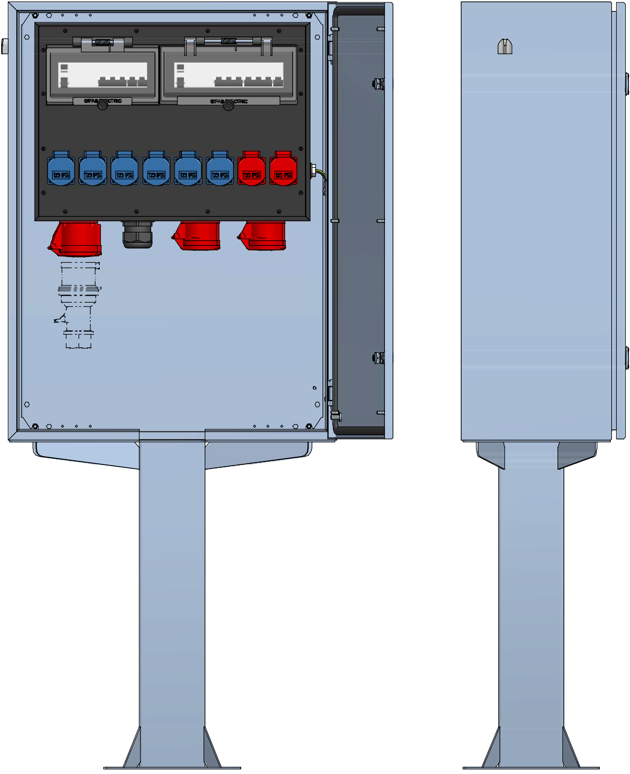 Surface mounted distributor cabinet V2A stand,