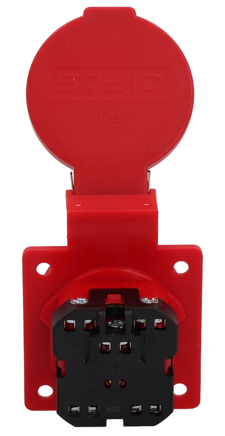 Built-in socket type 25 IP20 red with lid