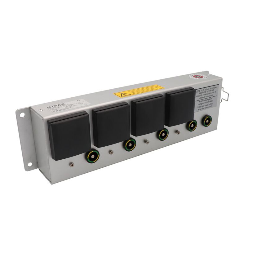 Spitalbox Aluminium, 4xT13(IP20 mit Klappdeckel), 5xPOAG,