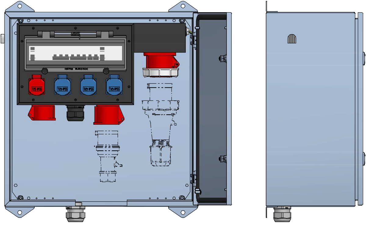 Distribuzione elettrica sopra muro V2A,