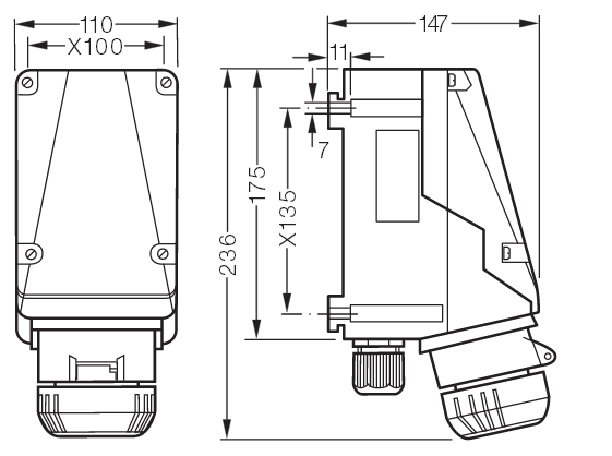Wandsteckdose Ex CEAG IP66