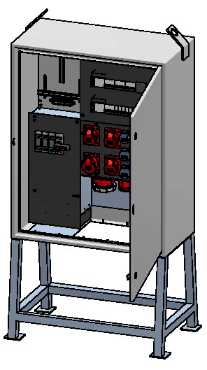 Armoire de chantier 100A, tôle d'acier