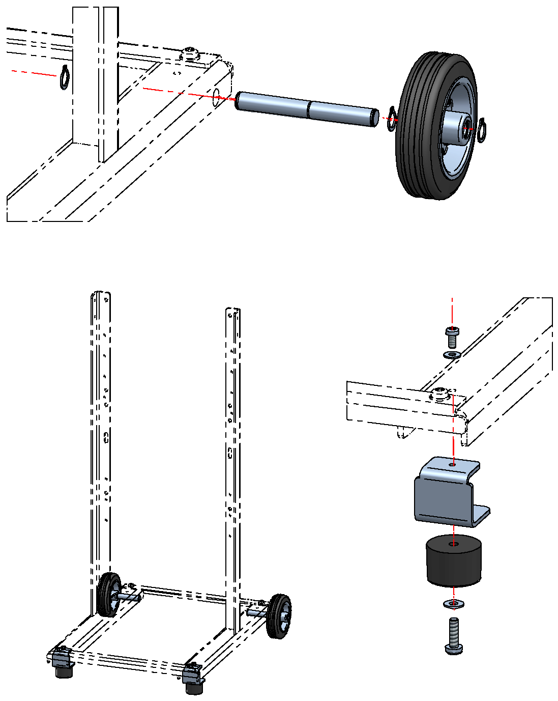 Gummiräder-/füsse-Set zu Ständer V2A
