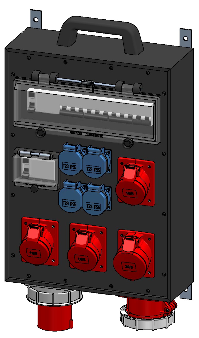 Mobile wall-mounted distribution box hard rubber type 7800