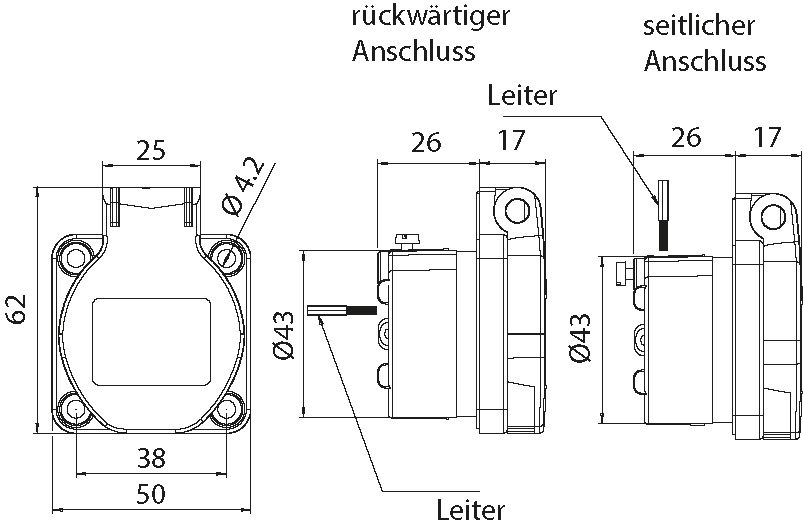 Solid rubber built-in socket Schuko