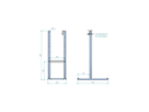Support acier inox 800mm, avec rails en C,
