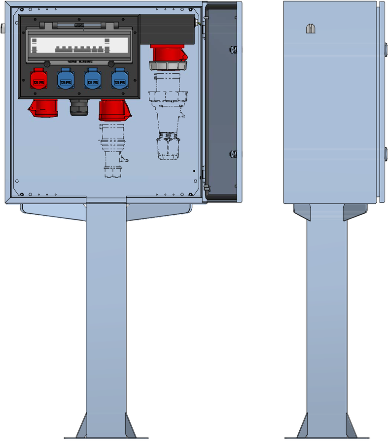 Distribuzione elettrica sopra muro piedistallo V2A,