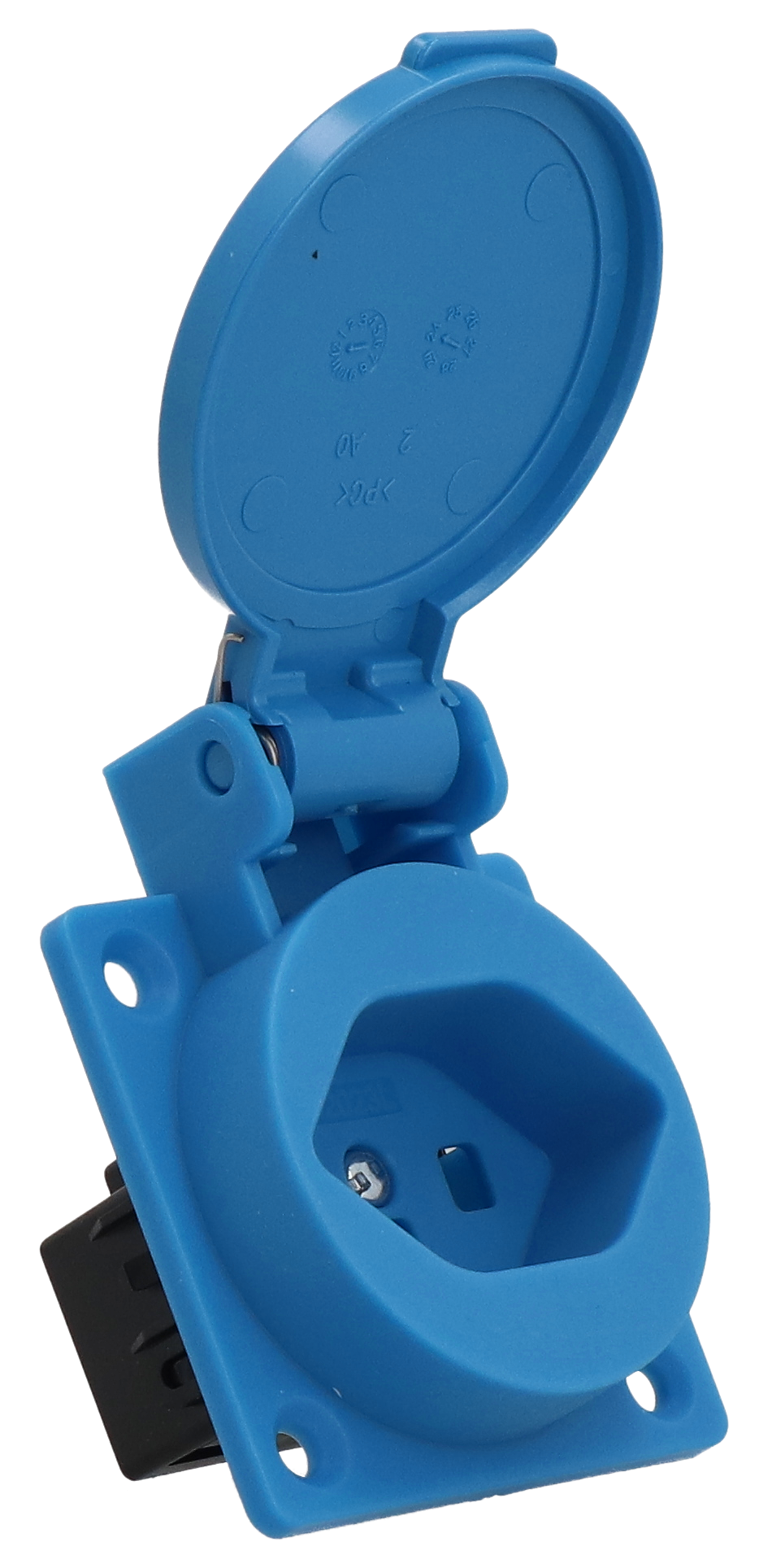 Built-in socket type 23 IP20 blue with lid
