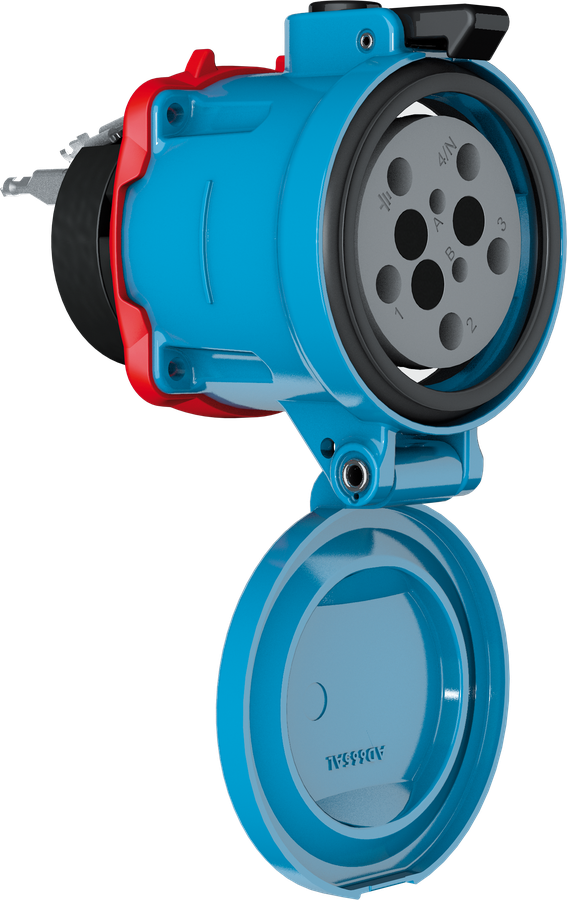 Presa d'incasso DS F400 metallica, resistente ad alta temperatura, 125A 400V 3L+PE, IP66/67