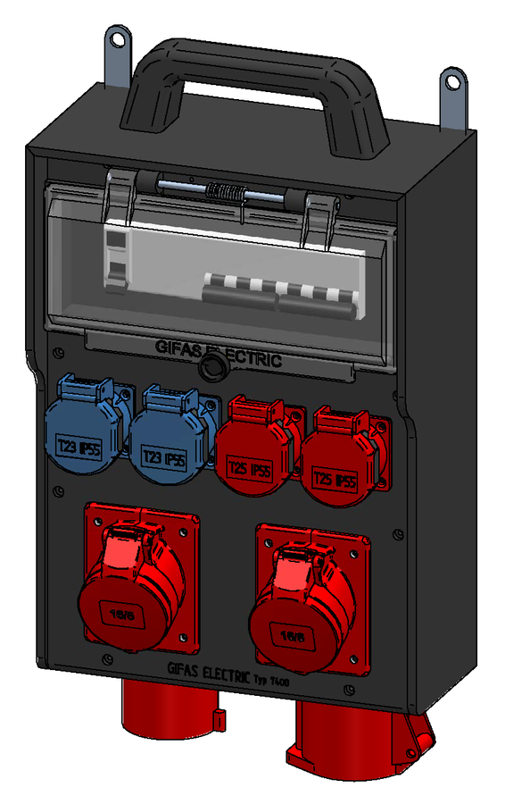Quadro elettrico portatile in gomma dura tipo 7400