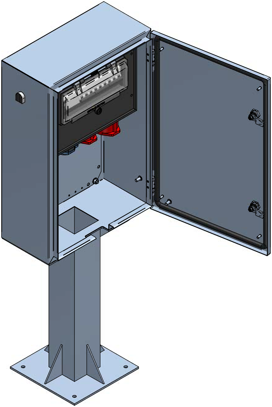 Distribuzione elettrica sopra muro piedistallo V2A,