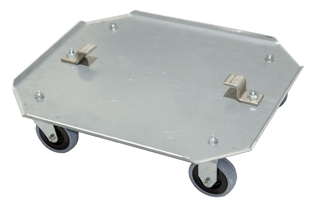 Plaque de base galvanisée avec roulettes