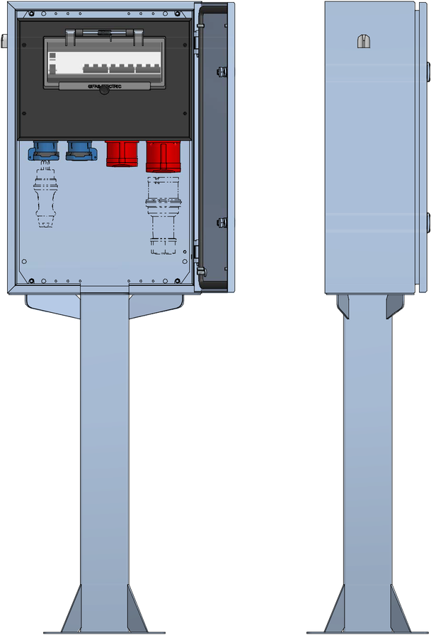 Distribuzione elettrica sopra muro piedistallo V2A,