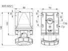Plastic wall socket CEE 16A/230V, 2P+PE/6h, IP67