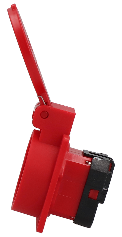 Built-in socket type 25 IP20 red with lid