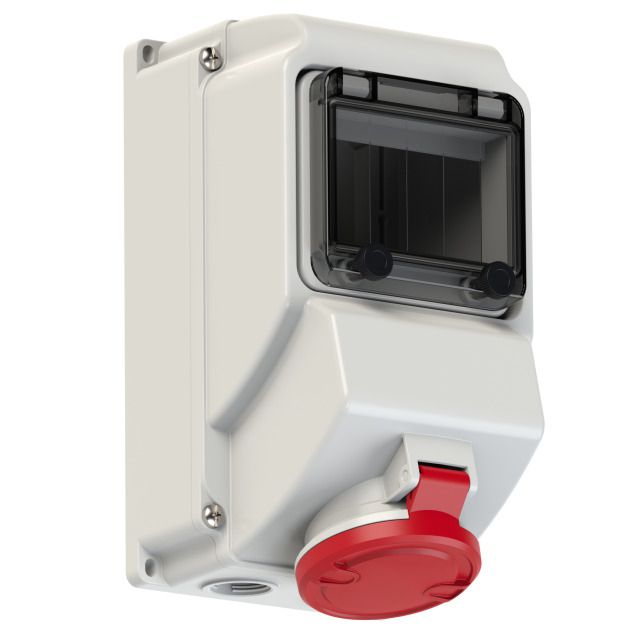 Fused wall socket 400V/16A/3P+N+PE, IP44,