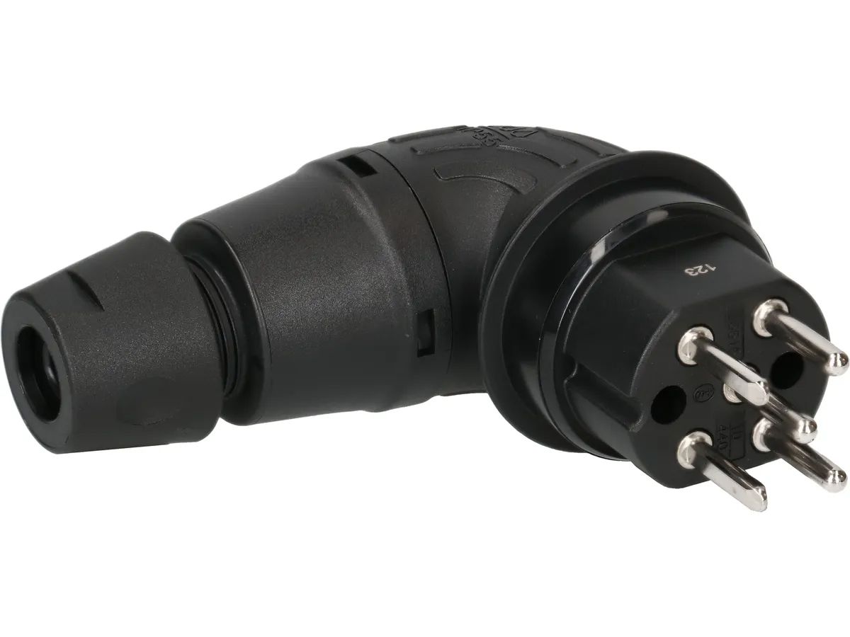 Right-angle plug type 15 IP55230-400V/10A/3P+N+PE black