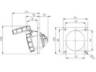Plastic built-in socket CEE 16A/500V, 3P+PE/7h, IP67,