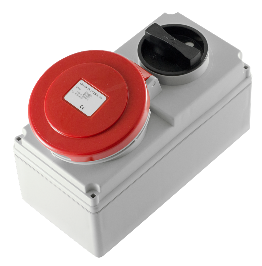 Safety socket with master switch CEE IP44/IP54
