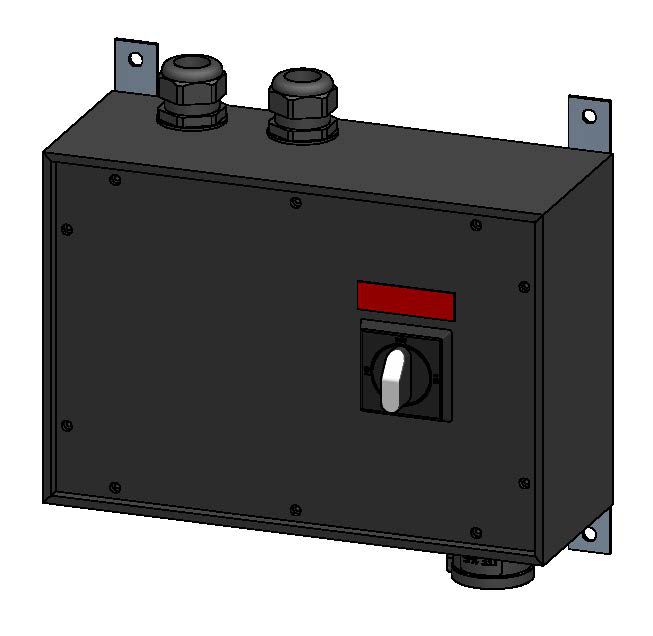 Emergency power mains switch in hard rubber