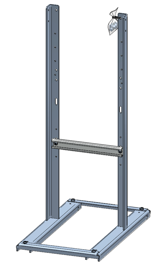 Support acier inox 800mm, avec rails en C,