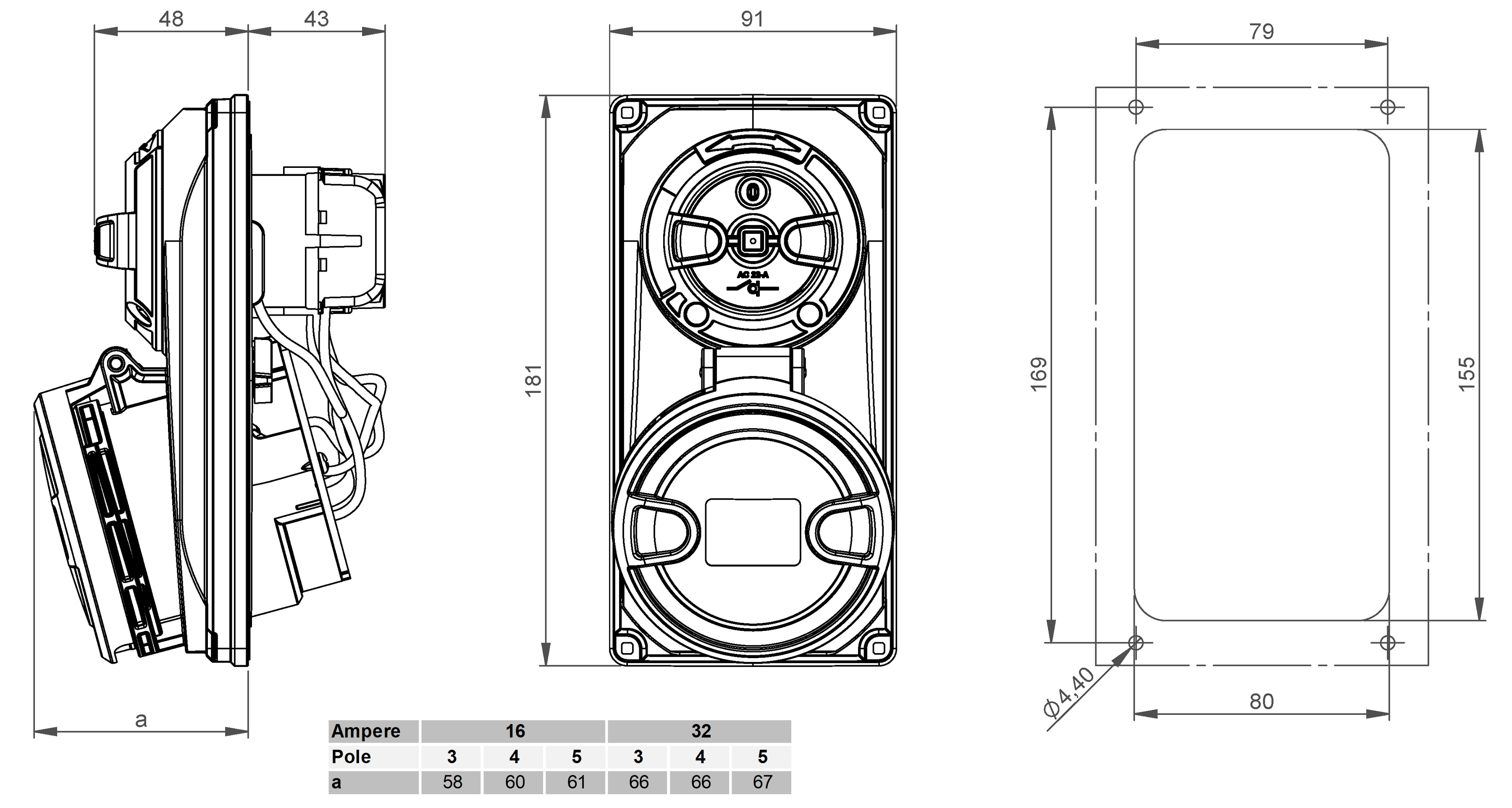 Safety socket with master switch CEE