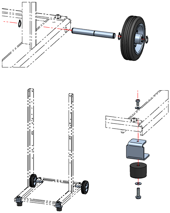 Gummiräder-/füsse-Set zu Ständer V2A