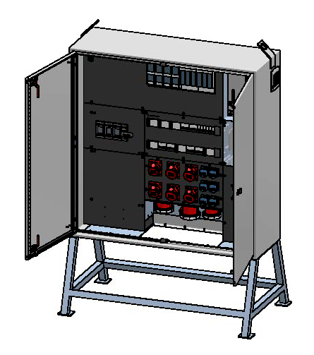 Baustromverteiler 250A, Stahlblech