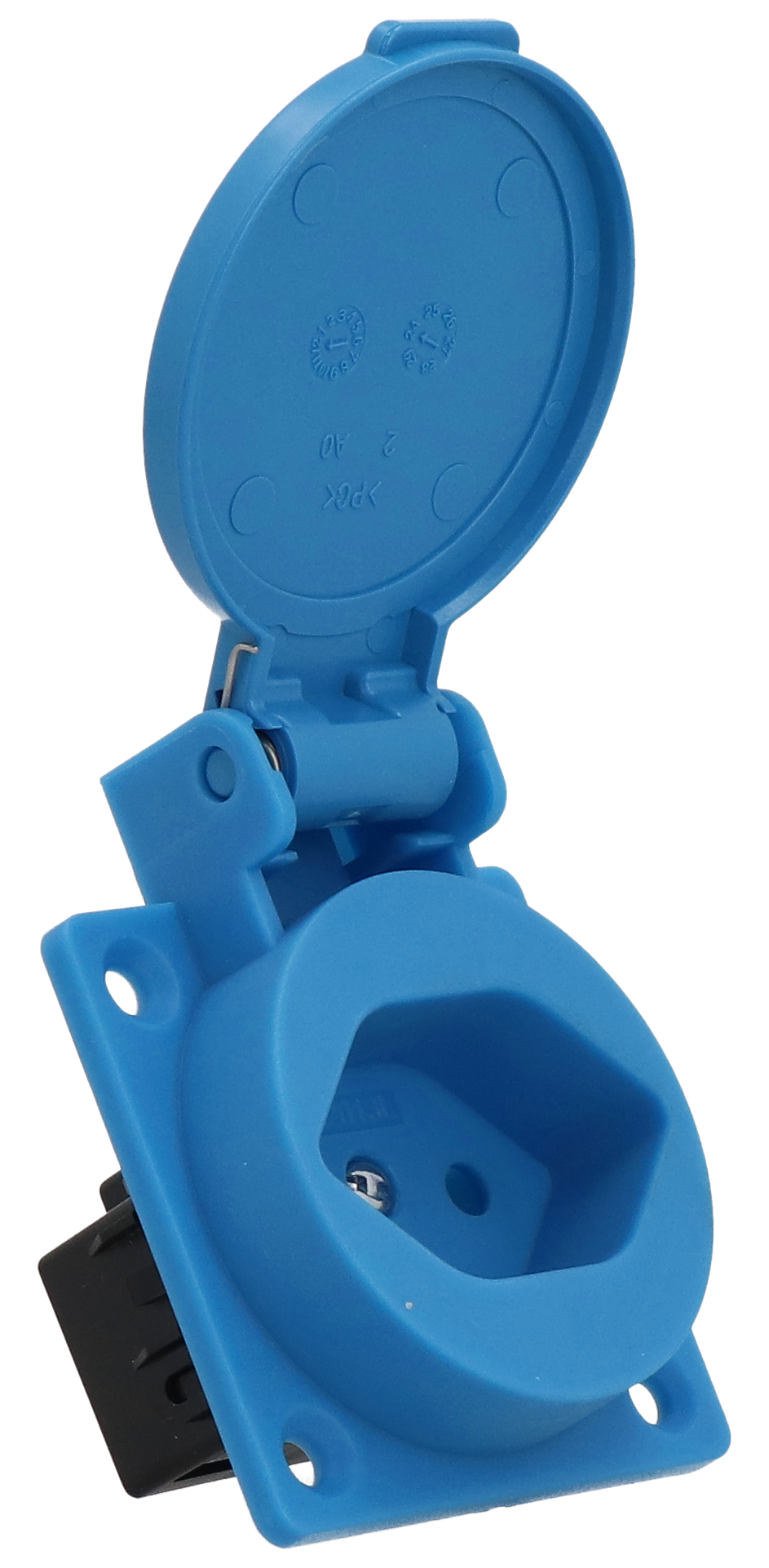 Built-in socket type 13 IP20 blue with lid