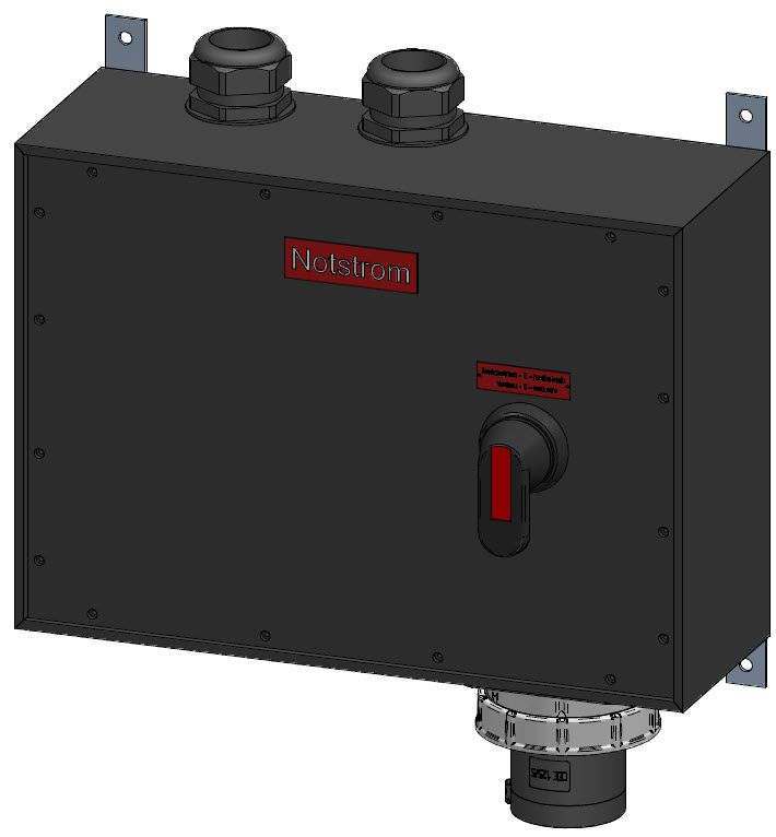 Emergency power mains switch in hard rubber