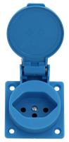Presa da incasso tipo 13 IP20 blu con coperchio