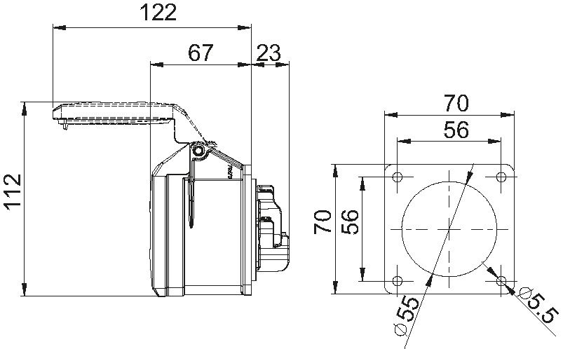 Presa da incasso in plastica CEE IP44/IP54