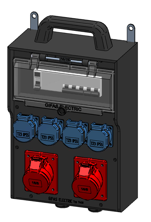 Quadro elettrico portatile in gomma dura tipo 7400