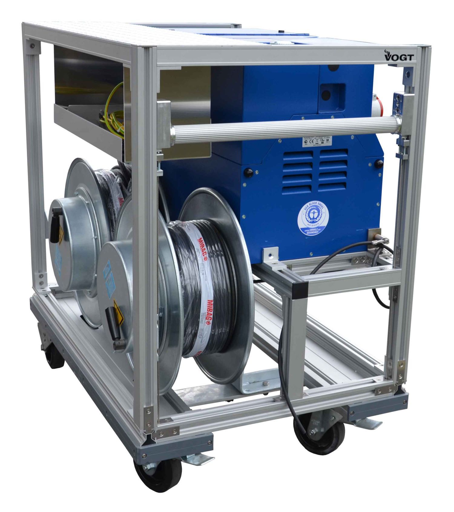 Mobile fire department distribution trolley with cable reels - safe and efficient power supply for rescue operations